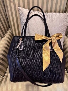 Coach Madison‎ Gathered Twist Leather Satchel Black